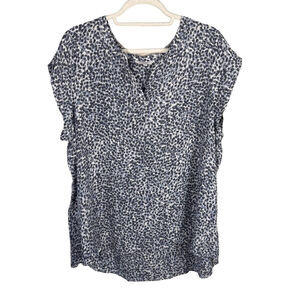 Reitmans Essentials Blue Abstract Patterned Blouse Size 2X Minimalist Business